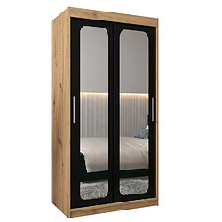 Abiks Meble Armoire PROMO T3 À Portes Coulissantes 200/100/62 2 Portes (Artisan/Noir)