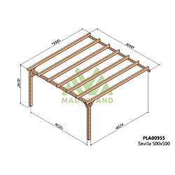 Maderland Pergola accolée en bois lamellé-collé Sevilla 500 x 500 cm