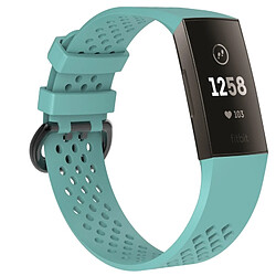 Wewoo Bracelet pour montre connectée Dragonne ajustable avec trou carré FITBIT Charge 3 Bleu Tiffany