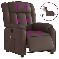 vidaXL Fauteuil de massage inclinable électrique marron similicuir