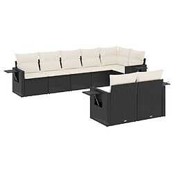 Maison Chic Ensemble Tables et chaises d'extérieur 8 pcs avec coussins,Salon de jardin noir résine tressée -GKD231887