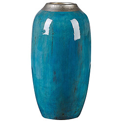 Beliani Vase décoratif MILETUS fait à la main Céramique 42 cm Bleu