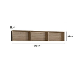 Inside 75 Surmeuble 3 niches de rangements pour lit escamotable horizontal 160 x 200 cm Hauteur 36 cm finition chêne naturel