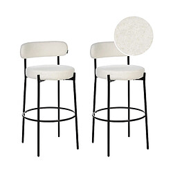 Beliani Lot de 2 tabourets de bar ALLISON Bouclé Blanc