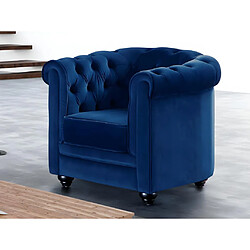 Acheter Vente-Unique Canapés 3 places 2 places et un fauteuil CHESTERFIELD - Velours bleu roi