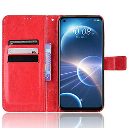 Htdmobiles Housse pour HTC Desire 22 Pro 5G - etui coque pochette portefeuille + verre trempe - ROUGE