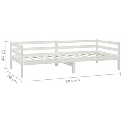 vidaXL Lit de jour sans matelas blanc bois de pin massif 90x200 cm pas cher