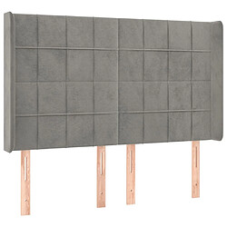 Maison Chic Tête de lit scandinave avec oreilles,meuble de chambre Gris clair 147x16x118/128 cm Velours -MN64328