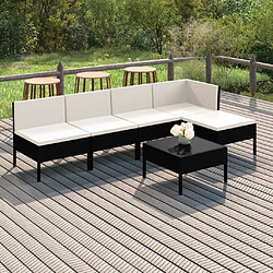 Maison Chic Salon de jardin 6 pcs + coussins - Mobilier/Meubles de jardin - Table et chaises d'extérieur Résine tressée Noir -MN34539