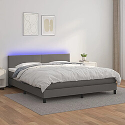 Sommier à lattes et LED,Cadre à lattes de lit avec matelas pour Adulte Gris 160x200 cm -MN22396