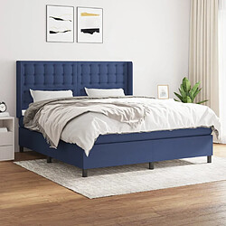 Maison Chic Lit adulte- Lit + matelas,Sommier à lattes de lit avec matelas Bleu 180x200 cm Tissu -GKD89012