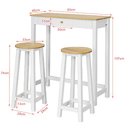 Avis SoBuy FWT50-WN Set De 1 Table+2 Tabourets Table Mange Debout Table Haute