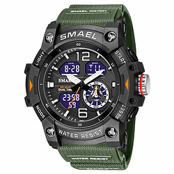 Smael Luxe Hommes Mode Montre D'Affaires Led Numérique Sport Quartz Montre-Bracelet Casual Étanche Montres Armée Vert