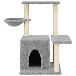 Helloshop26 Arbre à chat meuble tour grimper jouet grattage grattoir escalade plateforme avec griffoirs en sisal clair 83 cm gris 02_0022623