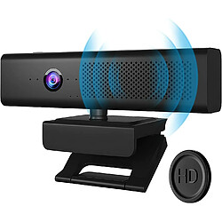 Caméra d'ordinateur Full HD 1080P avec 4 microphones omnidirectionnels intégrés et haut-parleur pour le streaming de vidéoconférence, webcam externe USB avec couvercle de confidentialité magnétique pour moniteur de bureau, ordinateur portable