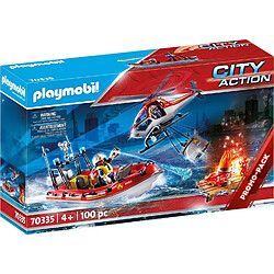 Playmobil® PLAYMOBIL 70335 - Brigade de pompiers avec bateau et hélicoptère