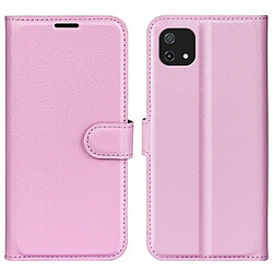 Etui en PU texture litchi, anti-empreinte digitale avec support, rose pour votre Oppo A16e