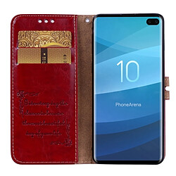 Wewoo étuis en cuir Coque Housse Etui à rabat horizontal de texture Business Style Oil pour Galaxy S10 Plus, avec support et emplacements pour cartes porte-monnaie (Rouge) pas cher