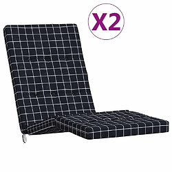 Maison Chic Lot de 2 Coussins Confort,Coussins de chaise longue noir motif à carreaux -GKD46258