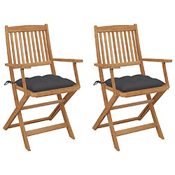 vidaXL Chaises pliables de jardin lot de 2 avec coussins Bois d'acacia 