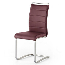 Inside 75 Lot de 2 chaises design LIVA PU Bordeaux piétement tube plat Acier Brosse luge