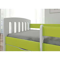 Lit classique 1 vert avec un tiroir sans matelas 140/80