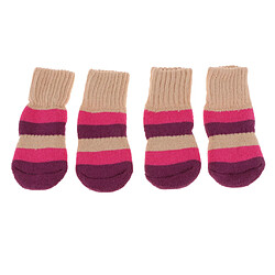 chaussettes d'hiver pour animaux de compagnie chien plancher grip chaussettes chaussures bottes antidérapant griffe couverture l rouge