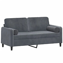 Avis Maison Chic Canapé 2 places avec oreillers,Sofa de Salon,Canapé droit gris foncé 140 cm velours -GKD276151