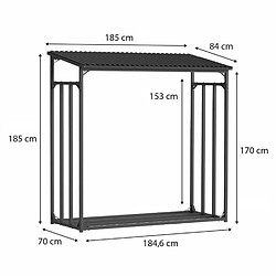 Acheter Abri à Bûches Extérieur Gardiun Wood Shed III 185x70x185cm Acier Galvanisé, Couverture Imperméable, Bâche et Support Inférieur