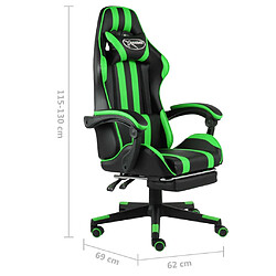 vidaXL Fauteuil de jeux vidéo avec repose-pied Noir et vert Similicuir pas cher