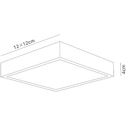 Inspired LED 12cm carré, Downlight monté en surface, 8W, 3000K, 680lm, blanc mat, acrylique givré