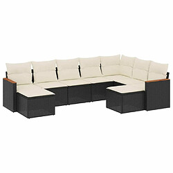 Maison Chic Ensemble Tables et chaises d'extérieur 9 pcs avec coussins,Salon de jardin noir résine tressée -GKD830035