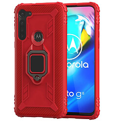 Coque en TPU résistant aux chutes avec béquille rouge pour votre Motorola Moto G8 Power