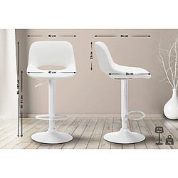 Avis Decoshop26 Tabouret de bar chaise haute x1 avec repose-pieds en PVC blanc piètement métallique blanc 10_0004586