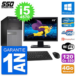 PC Tour Dell 3020 Ecran 19" Intel Core i5-4570 RAM 4Go SSD 120Go Windows 10 Wifi - Occasion