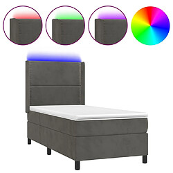 Sommier à lattes et matelas LED,Cadre à lattes de lit pour Adulte Gris foncé 80x200cm Velours -MN61130