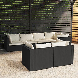 Maison Chic Salon de jardin 7 pcs + coussins - Mobilier/Meubles de jardin - Table et chaises d'extérieur Noir Résine tressée -MN57885