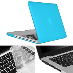 Wewoo Housse Étui bleu pour Macbook Pro 13,3 pouces 3 en 1 givré Hard Shell de protection en plastique avec clavier de et prise de poussière de port