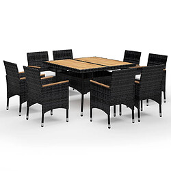 Salle à dîner de jardin 9 pcs,Table et chaise à manger Résine tressée et acacia Noir -MN85862