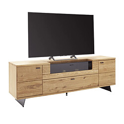 Acheter Pegane Meuble TV en bois coloris chêne sauvage - Longueur 210 x Hauteur 70 x Profondeur 50 cm