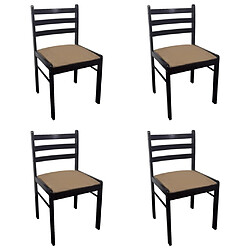 Maison Chic Lot de 4 Chaises à manger,Chaise pour cuisine marron hévéa solide et velours -MN87275