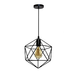 Stoex Lustre Suspension Industriel forme diamant 25cm lampes abat-jour luminaire E27 Noir