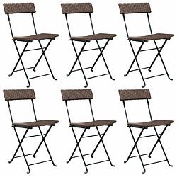 Maison Chic Lot de 6 Chaises de bistrot pliantes Marron Résine tressée et acier -GKD57329