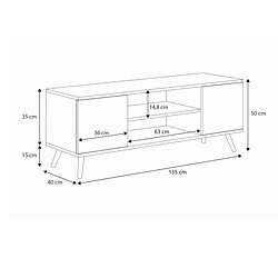 Kobi Meuble TV Focus 135 cm bois blanc