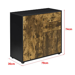 Helloshop26 Commode avec 2 tiroirs 2 portes 74 x 79 x 36 cm noir mat effet chêne foncé 03_0006820