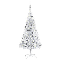 vidaXL Arbre de Noël artificiel pré-éclairé/boules argenté 150 cm PET