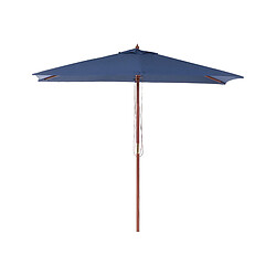 Beliani Parasol de jardin en bois avec toile bleu marine 144 x 195 cm FLAMENCO