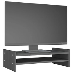 Avis vidaXL Support de moniteur Gris 50x27x15 cm Bois de pin solide