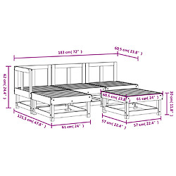 vidaXL Salon de jardin 5 pcs noir bois massif de pin pas cher