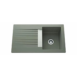 Avis EWI Evier cuisine a encastrer 1 bac + 1 égouttoir Soledad - Résine - 86 x 50 cm - Gris béton